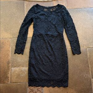 Black Lace Dress Form Fitting Formal whimsiGoth Cocktail Funeral Size Small